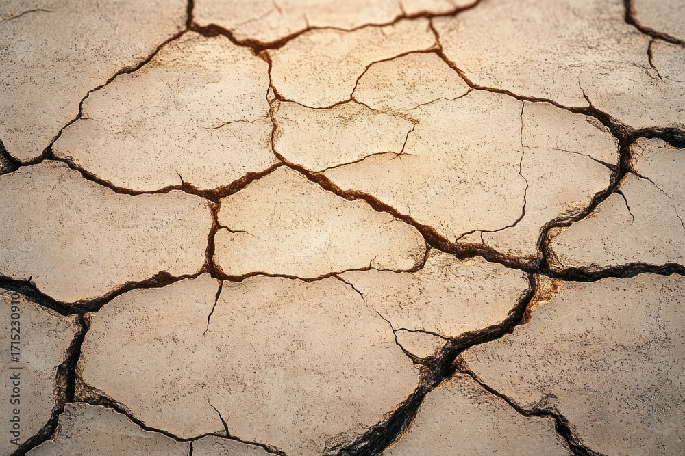 Obraz premium dry cracked earth texture with deep fissures indicating drought and arid conditions