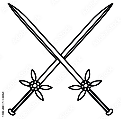 Crossed sword and spear illustration
