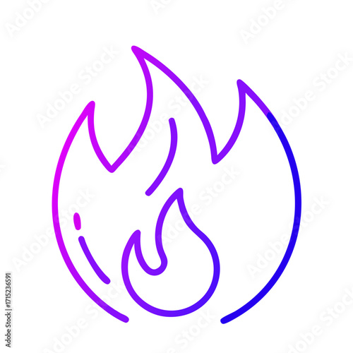 Vibrant and stylized flame, rendered in a gradient color scheme, with a delicate outline. The artwork is clean and modern