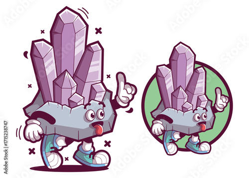 Purple crystal cartoon mascot characters