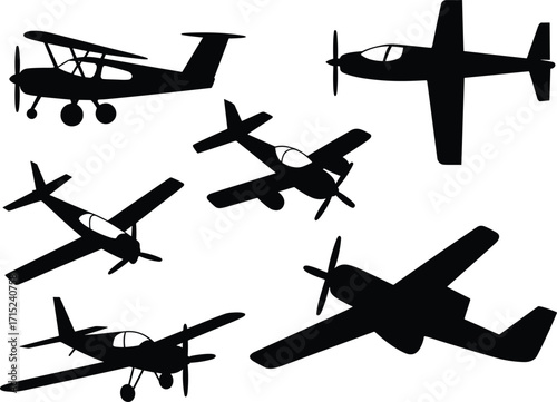 Collection of various black silhouette airplane vectors for travel, aviation, and transportation designs