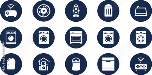 Smart Home Appliances and Gadgets Icons Set projector