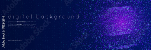 Blue Tech Dots Abstract Background. Bg For Ai And Big Data Concept With Lines, Numbers And Light. The Futuristic Mesh Grid Represents A Dynamic, Intelligent Cyber Network. Vector Blue Tech Dots