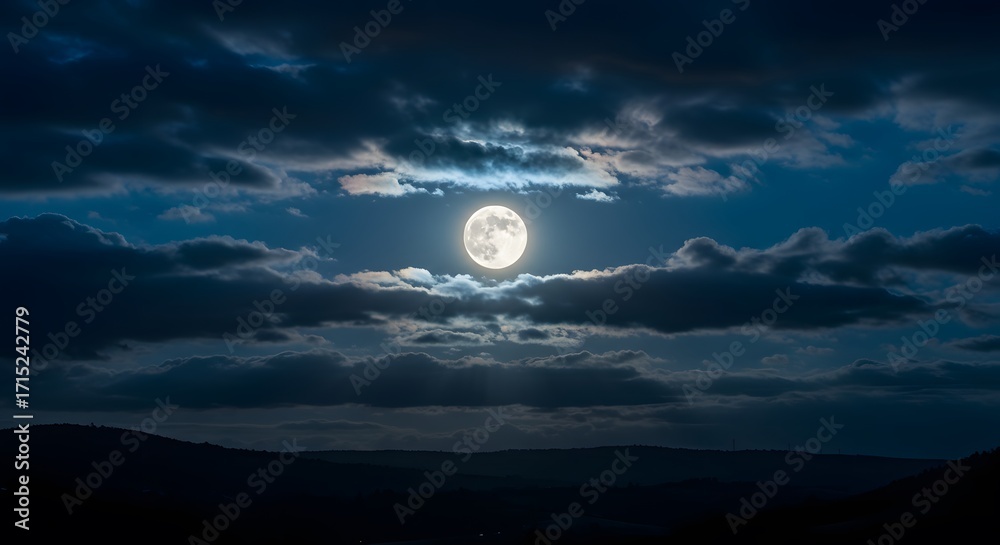 Obraz premium Full moon through clouds