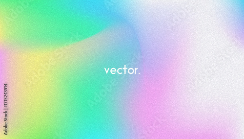 Noise Gradient Background. Abstract Grainy Bg In Pink, Purple And Blue Colors. Iridescent Hologram. Pearlescent Holographic Texture With Rainbow Foil. Modern Film Photo With Fluorescent Dust