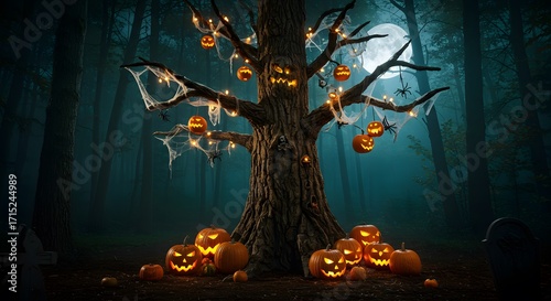 Halloween tree in forest