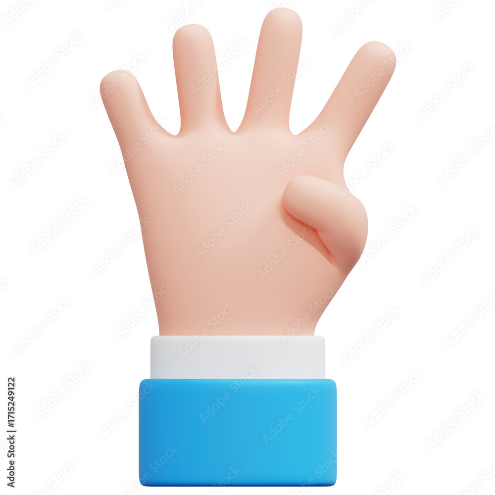 Obraz premium 3D Four Finger Hand Gesture Icon