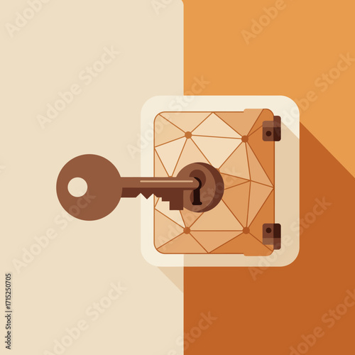 Unlocking new possibilities an abstract key and geometric door illustration symbolizing innovation and opportunity