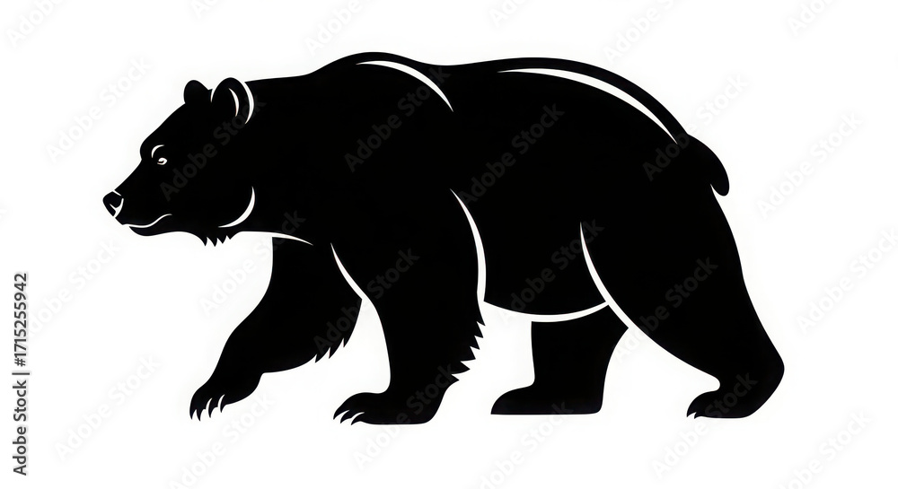 Fototapeta premium Silhouette of a powerful black bear walking majestically