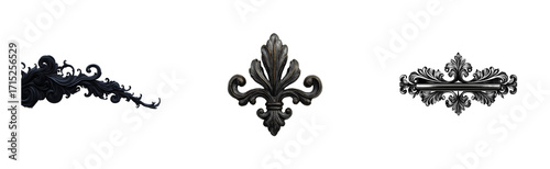 Ornate flourish embellishments and corner accent, cut out