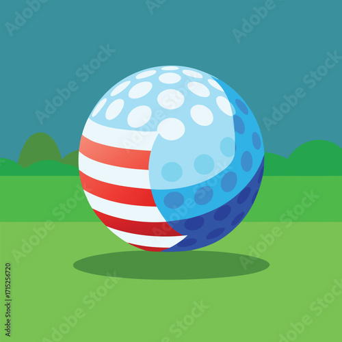 Golf Ball with American Flag and Dimples united states