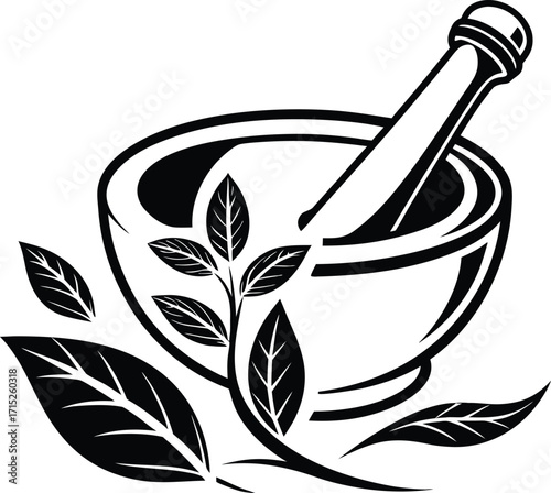 "Herbal Wisdom in a Bowl: Traditional Mortar and Pestle for Natural Healing"