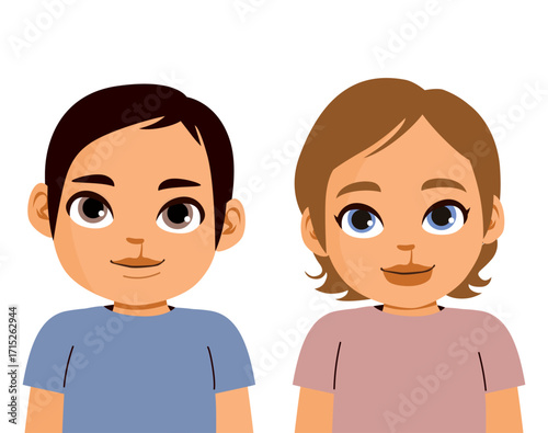Cartoon illustration showing two cute children with cleft lip isolated on white background. Vector concept for medical conditions, awareness, and pediatric healthcare support