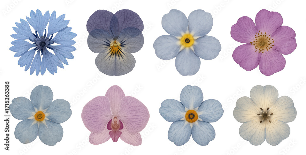 Fototapeta premium Colorful pressed flower collection