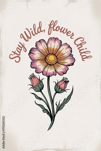 Vintage Floral Illustration with 