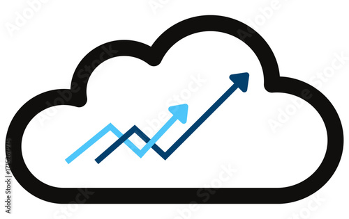 heart with arrow cursor, png Increase Arrow. Cloud Icon stock market investment trading graph growth. Successful business, growth strategy and achieving goals with the rising arrow. Trade business