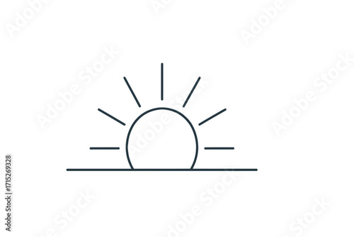 Minimalist sunrise icon for wellness apps and nature-themed designs, bringing a fresh, clean aesthetic to any project, originally a scalable vector graphic