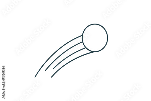 Dynamic minimalist icon of a fast-moving comet or shooting star, perfect for tech, innovation, or space themes in modern designs and logos, originally vector art