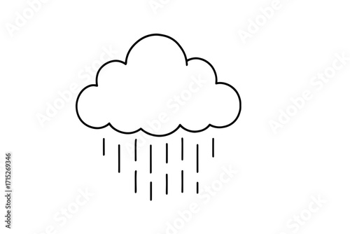 Simple Rain Cloud Icon for Weather Forecasts and Climate Reports, Easy-to-Use Symbol for Presentations and Web Design, Clean Weather Graphic