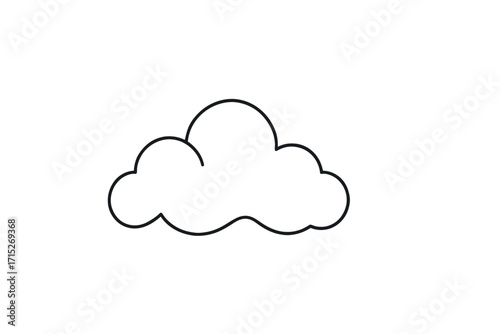 Clean Line Art of a Fluffy Cloud for Weather Forecasts and Design Projects, Simple Weather Icon, Minimalist Cloud Symbol, Perfect for Web Design and Mobile Apps