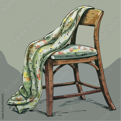 boho wool blanket charcoal sketch with tactile yarn grain