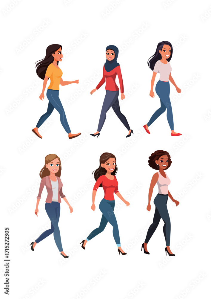 Fototapeta premium 笑顔で歩く女性