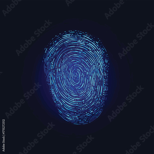 Intriguing fingerprint design depicted on a fingerprinted surface representing security and identity authentication concept , vector style simple color