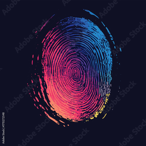 Intriguing fingerprint design depicted on a fingerprinted surface representing security and identity authentication concept , vector style simple color