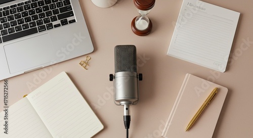 Creative Workspace with Microphone for Recording or Streaming
