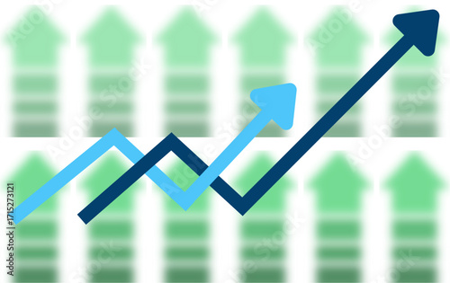 graph with arrow, business graph with arrow, business graph on a red background. Transparent or png stock market investment trading graph growth. Successful business, growth strategy, achieving goal 