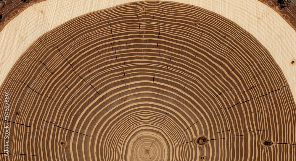 Fototapeta premium Cross Section of Tree Trunk Showing Growth Rings.