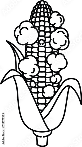 Illustration of a single ear of corn isolated on white background