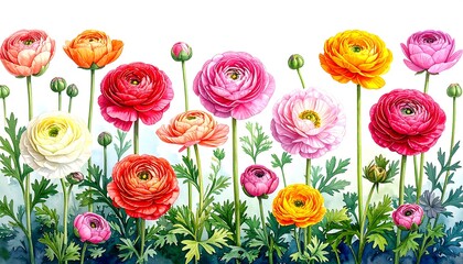 Watercolor floral border