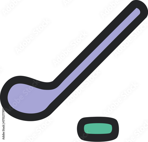 Hockey Stick and Puck Icon.
