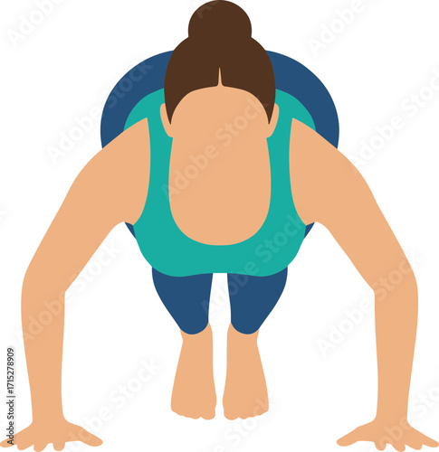 Flat Illustration of Woman Doing Push Up Exercise Sport Activity