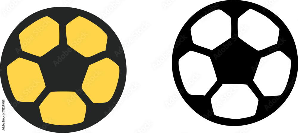 Obraz premium Set of soccer ball icons color and black and white versions.
