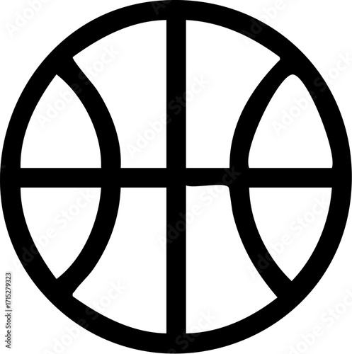 Simple Black and White Basketball Icon.