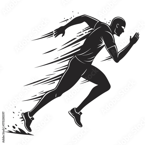 Dynamic silhouette of a sprinter in full stride showcasing speed and athleticism