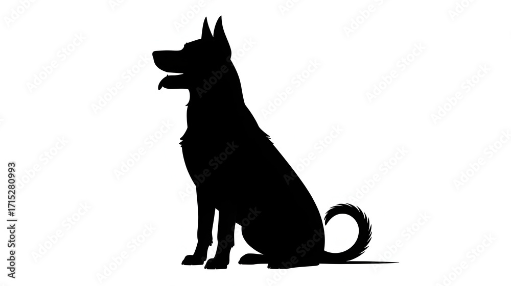 Fototapeta premium Dynamic silhouette of a dog in black, perfect for pet logos, branding, and design projects, conveying loyalty and companionship