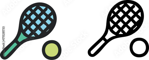 Tennis Racket and Ball Illustration.