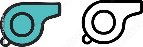 Whistle Icon Teal and Black Line Art.