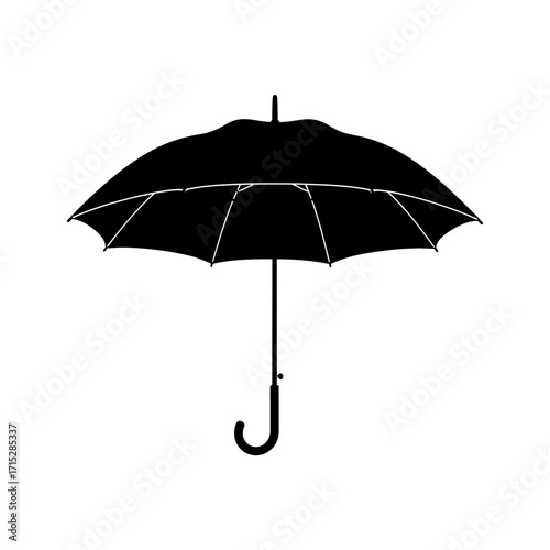 Black umbrella silhouette isolated on white background
