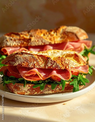 Two sandwiches on a white plate