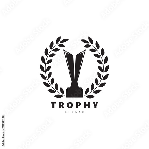 Trophy champions with start logo icon design vector illustration, For Award Winner, champions, tournament.