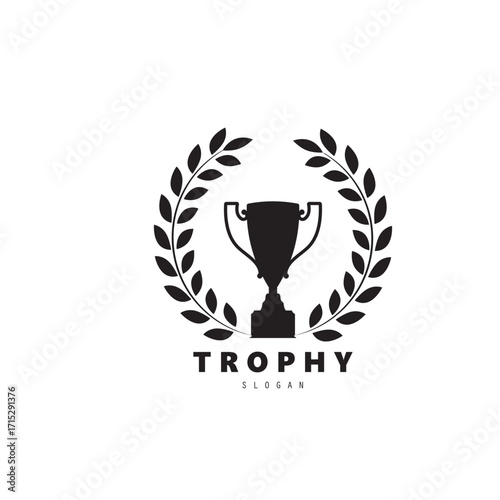Trophy champions with start logo icon design vector illustration, For Award Winner, champions, tournament.