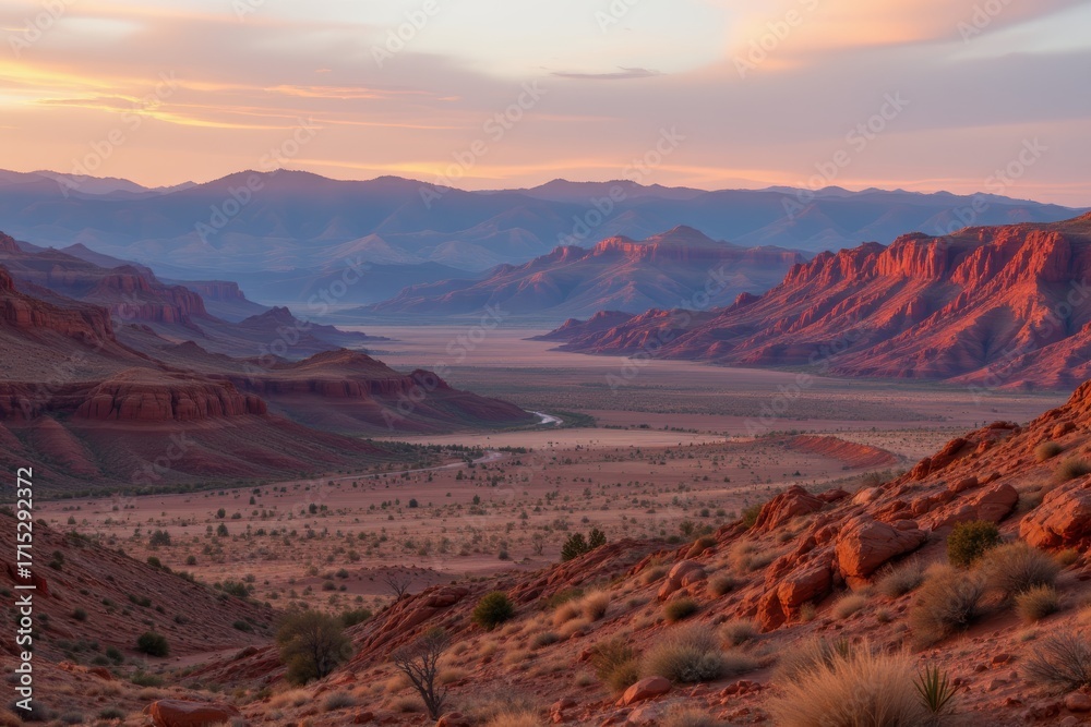 Naklejka premium Desert Canyon Landscape at Sunset
