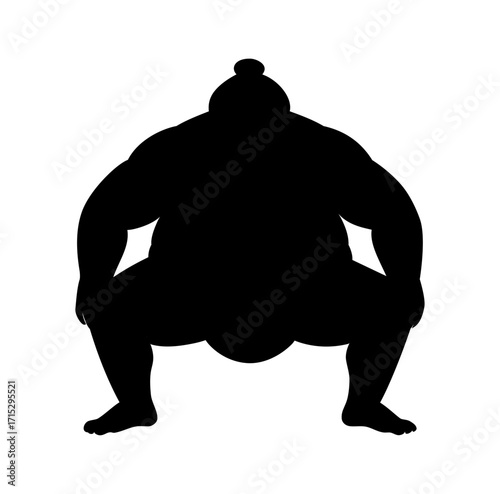 Cartoon Silhouette  Sumo Athlete Professional Simple Logo Design Icon Digital