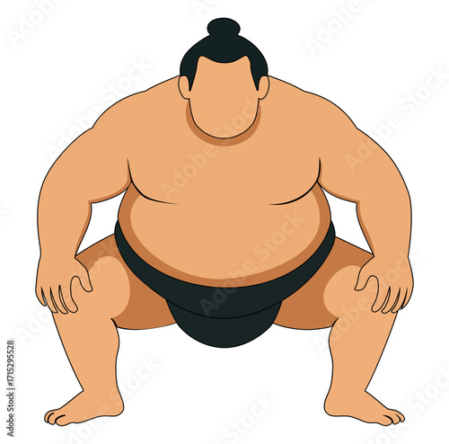 Cartoon Sumo Athlete Professional Simple Logo Design Icon Digital