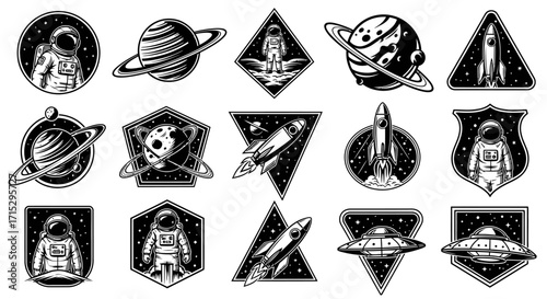Vintage Space Exploration Emblems Graphic Set