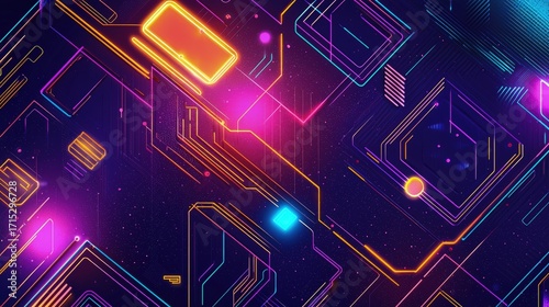 Intricate network of glowing lines and shapes.
